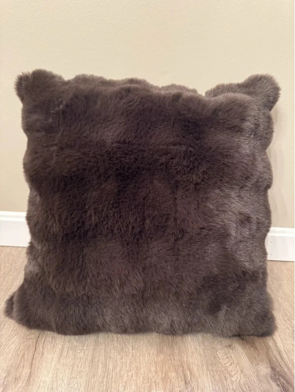 Crafted by Catherine 20x20 Chocolate Brown Faux Fur Pillow